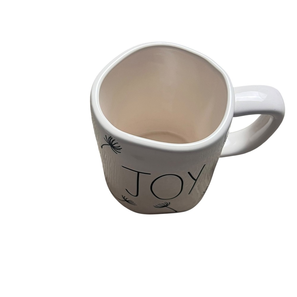 Rae Dunn JOY Dandelion Mug Artisan Collection Magenta White Ceramic Coffee Cup - Picture 3 of 5